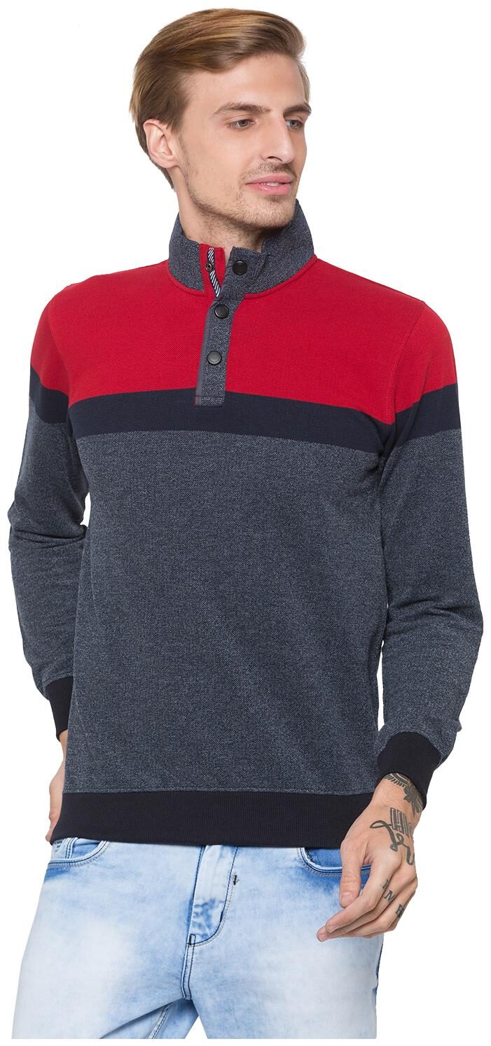 

Globus Men Grey Red High neck Sweatshirt