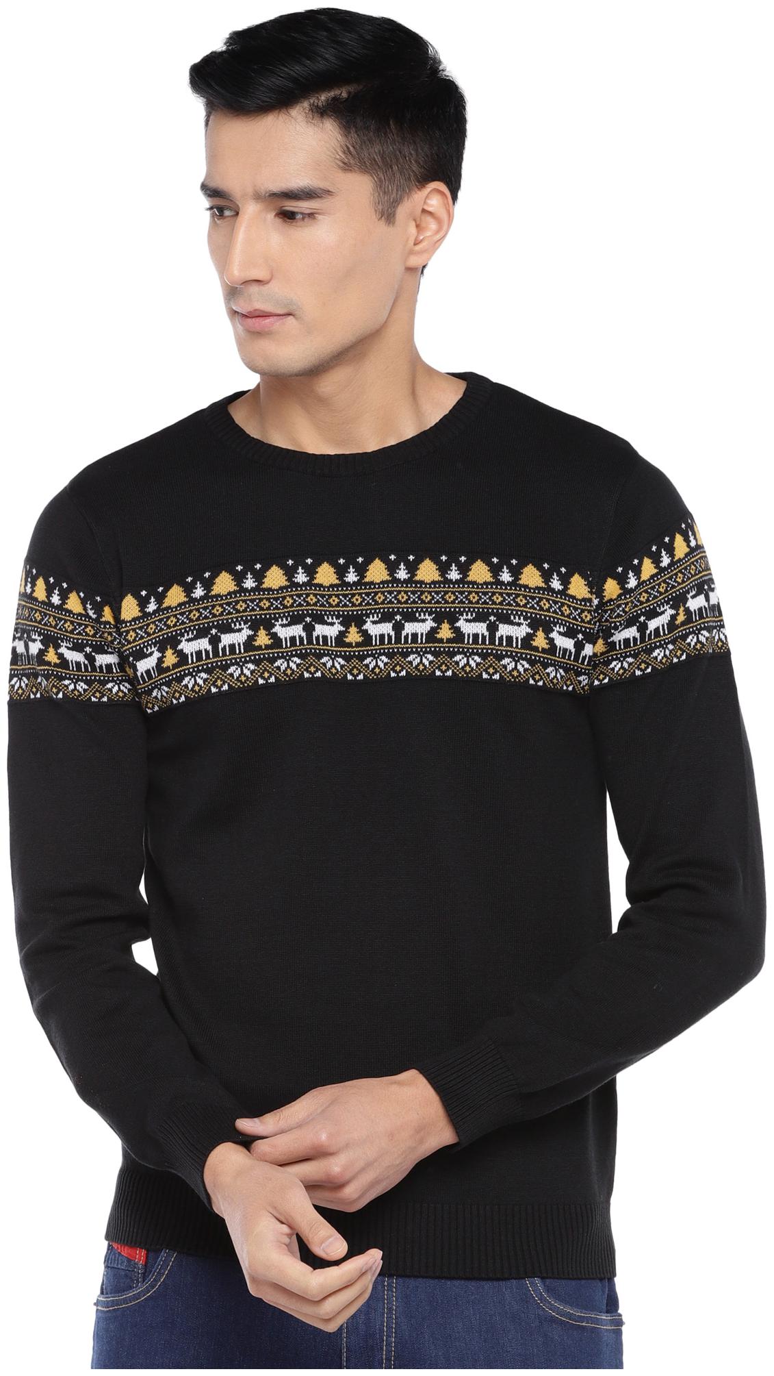 

Globus Men Black Round neck Pullover