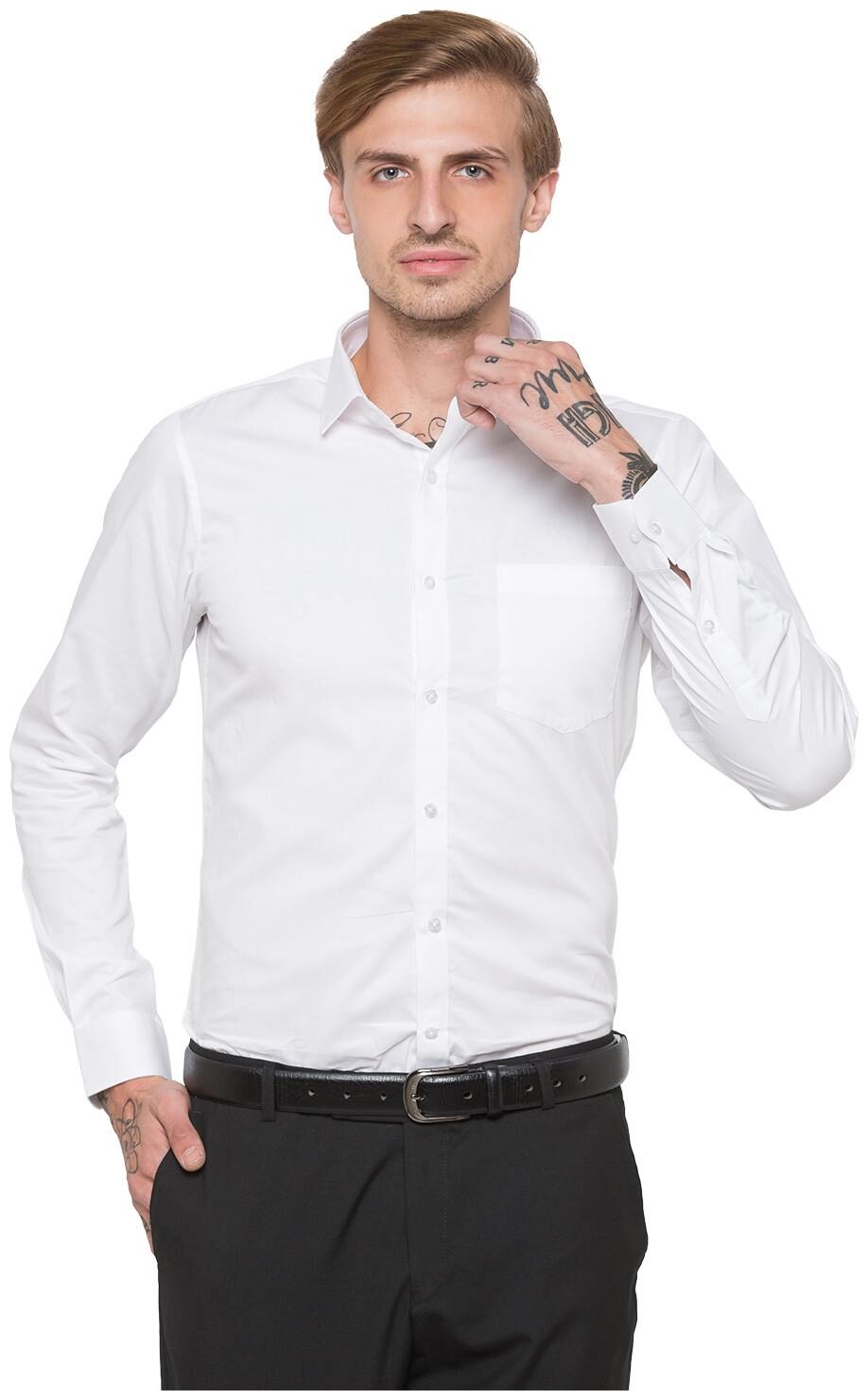 

Globus Men White Solid Slim Fit Casual Shirt
