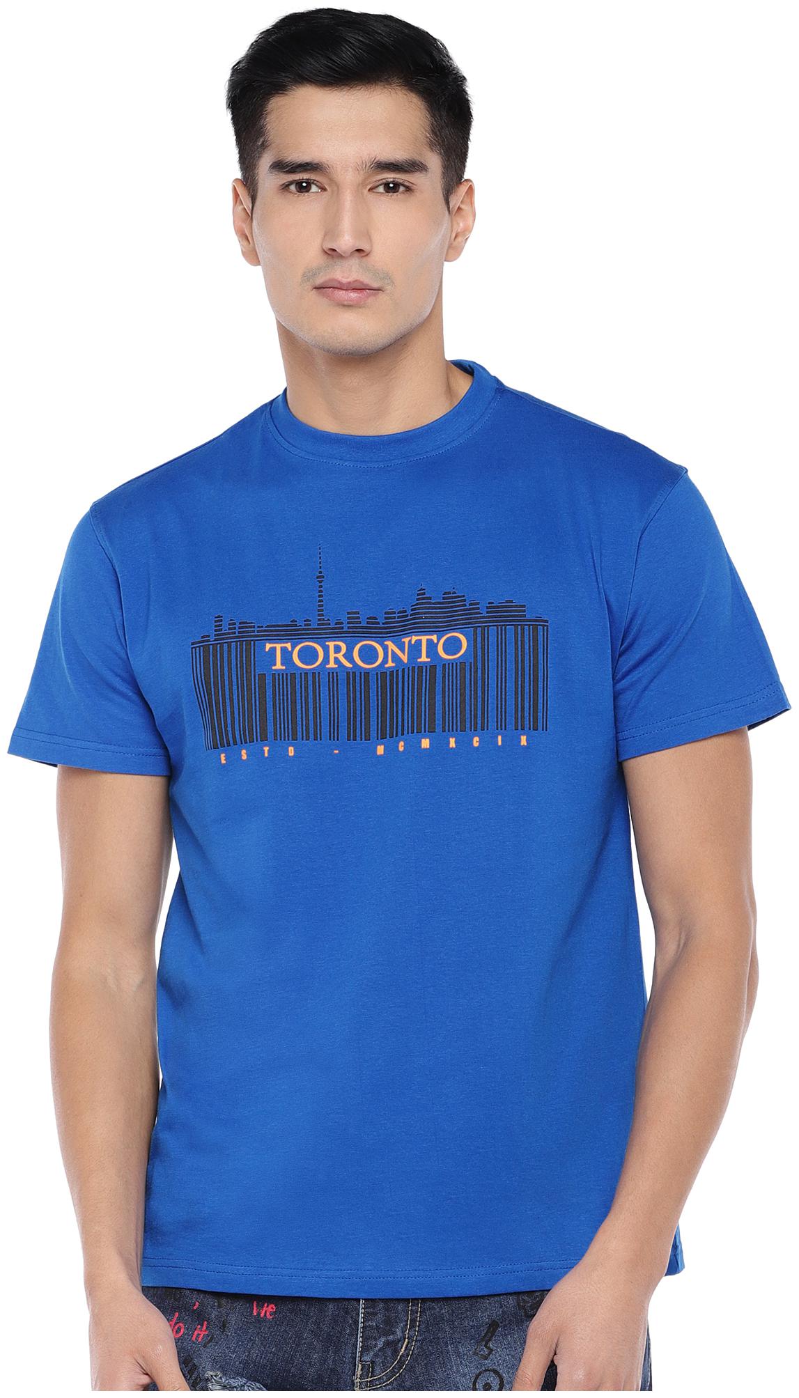 

Globus Men Blue Regular fit Cotton Round neck T-Shirt - Pack Of 1