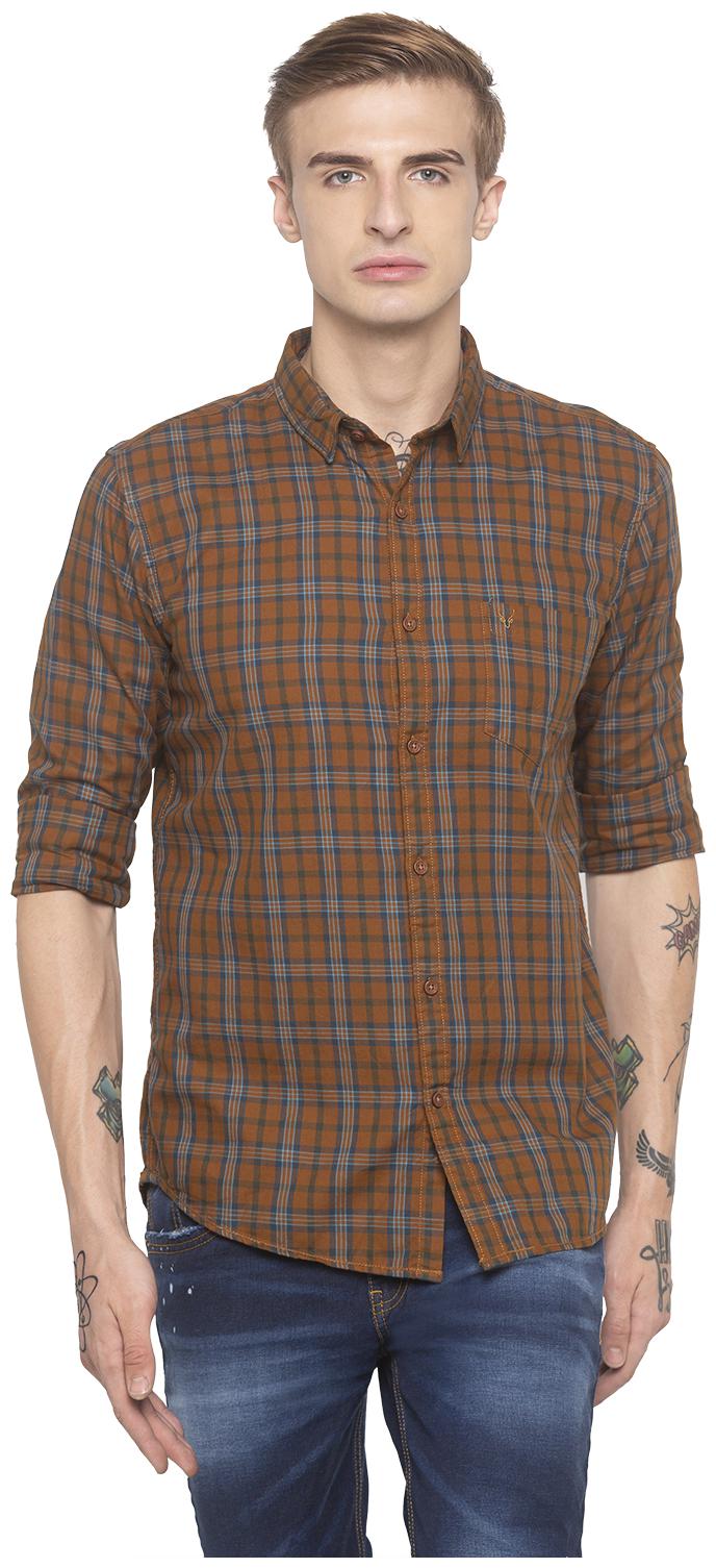 

Globus Men Beige Checked Regular Fit Casual Shirt