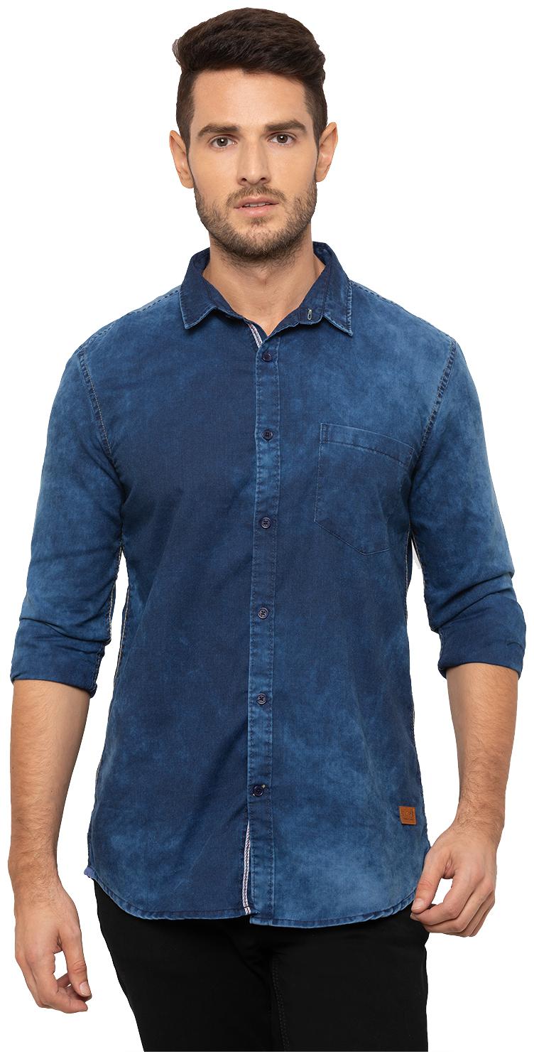

Globus Men Blue Solid Regular Fit Casual Shirt