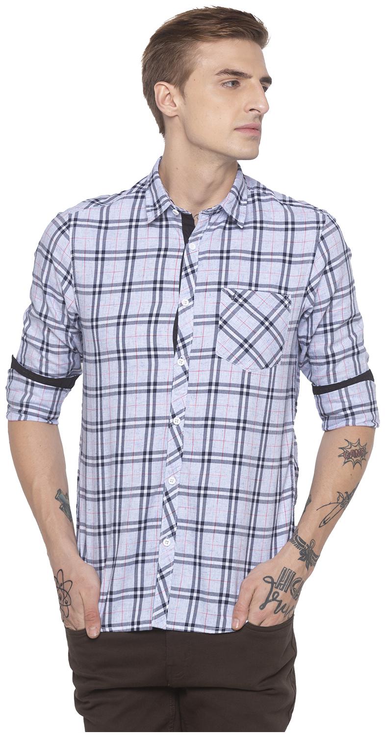 

Globus Men Blue Checked Regular Fit Casual Shirt