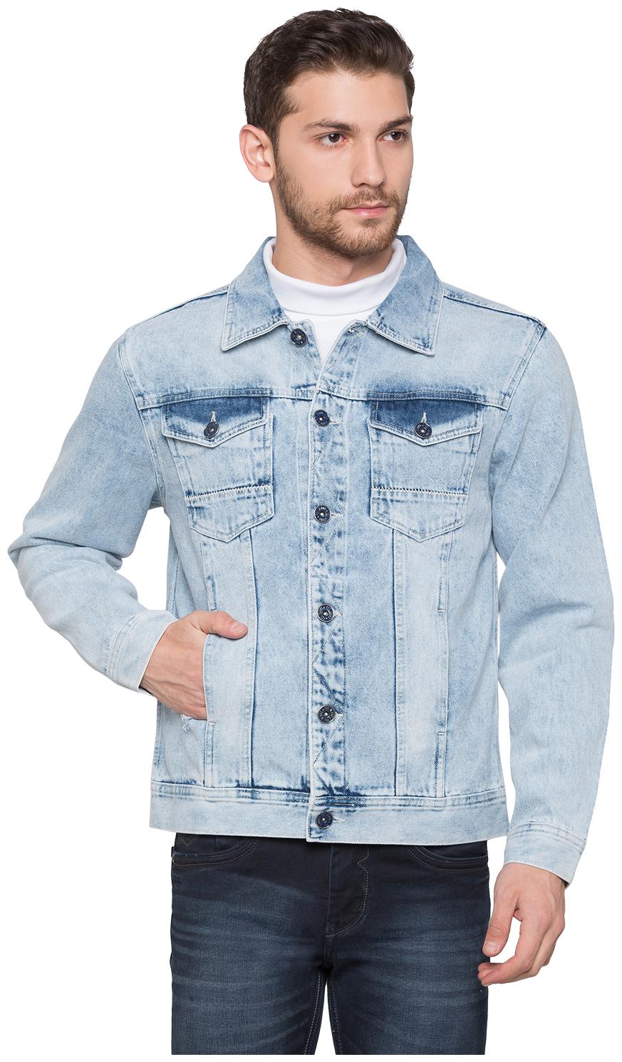

Globus Men Blue Solid Denim jacket