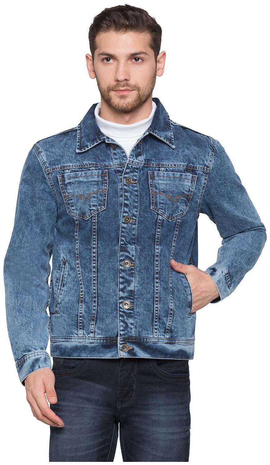 

Globus Men Blue Solid Denim jacket