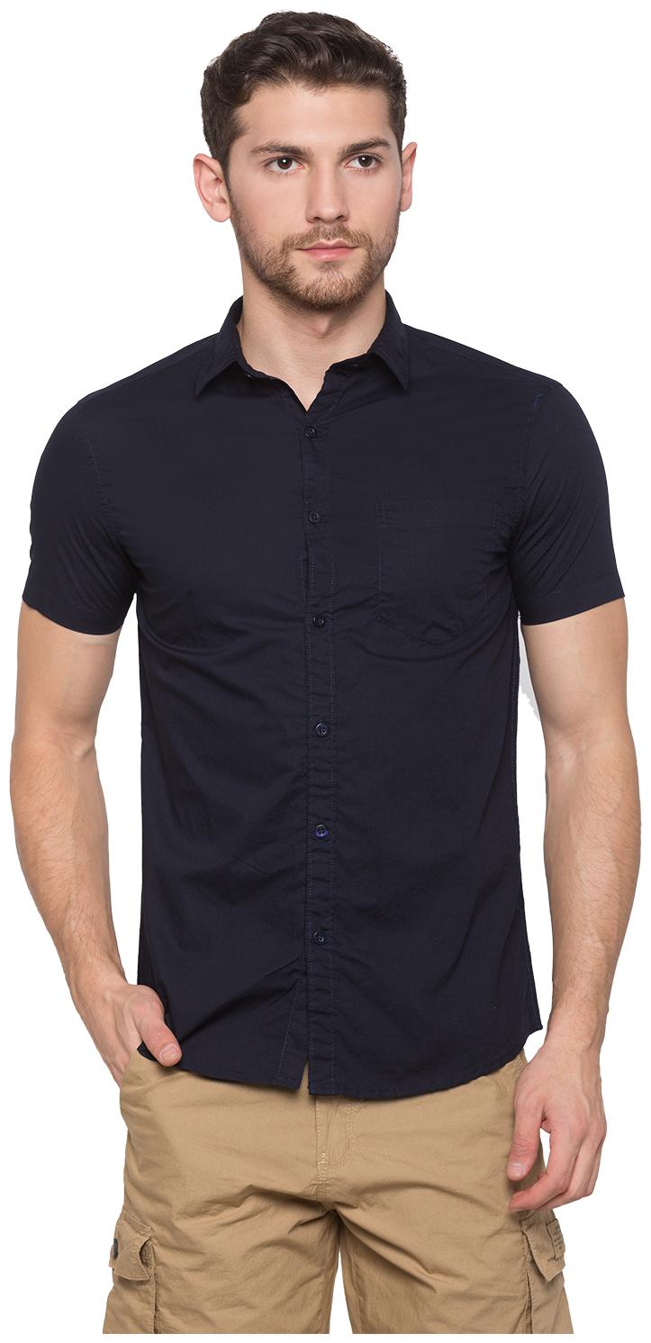 

Globus Men Navy Blue Solid Regular Fit Casual Shirt
