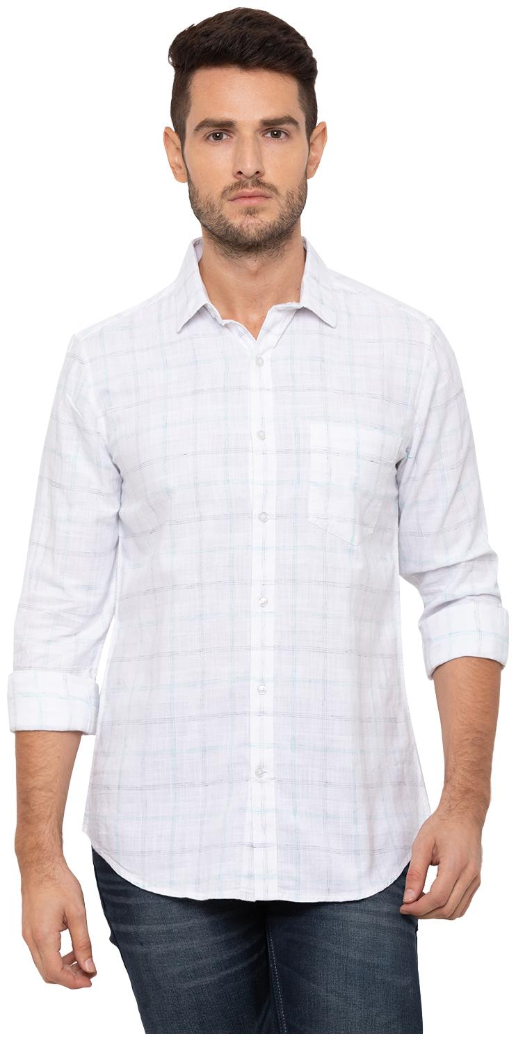 

Globus Men White Checked Regular Fit Casual Shirt