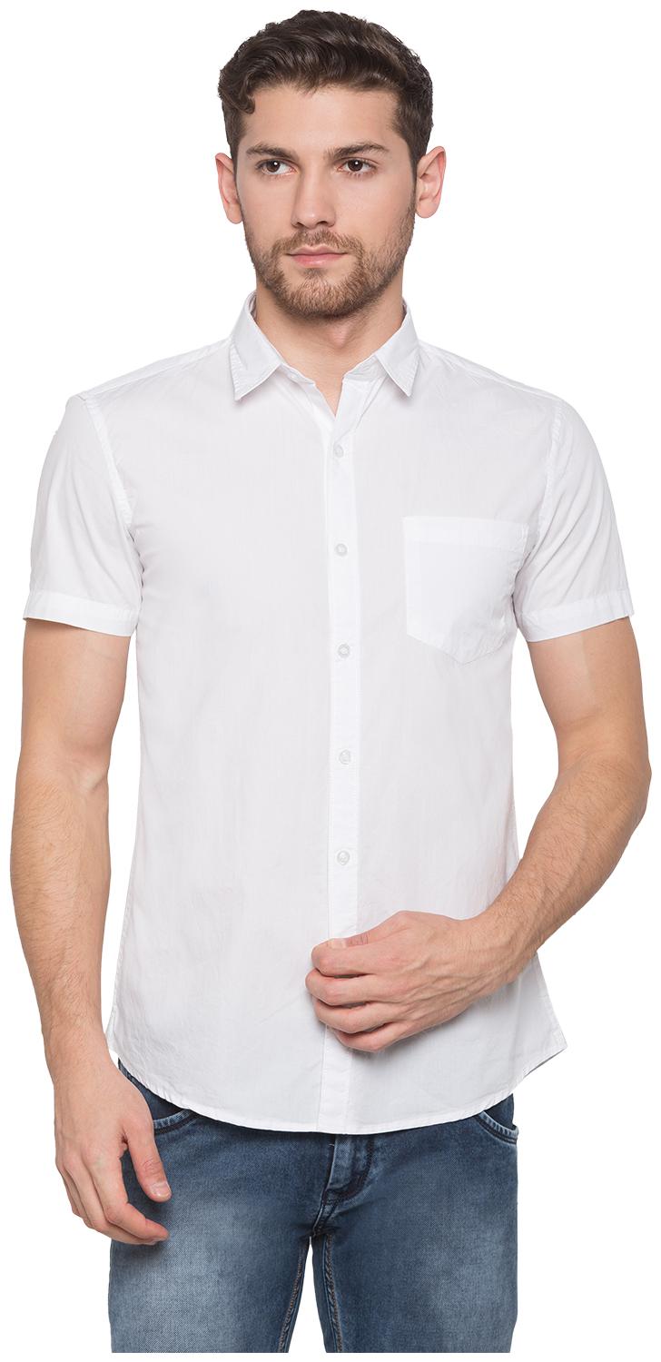 

Globus Men White Solid Regular Fit Casual Shirt