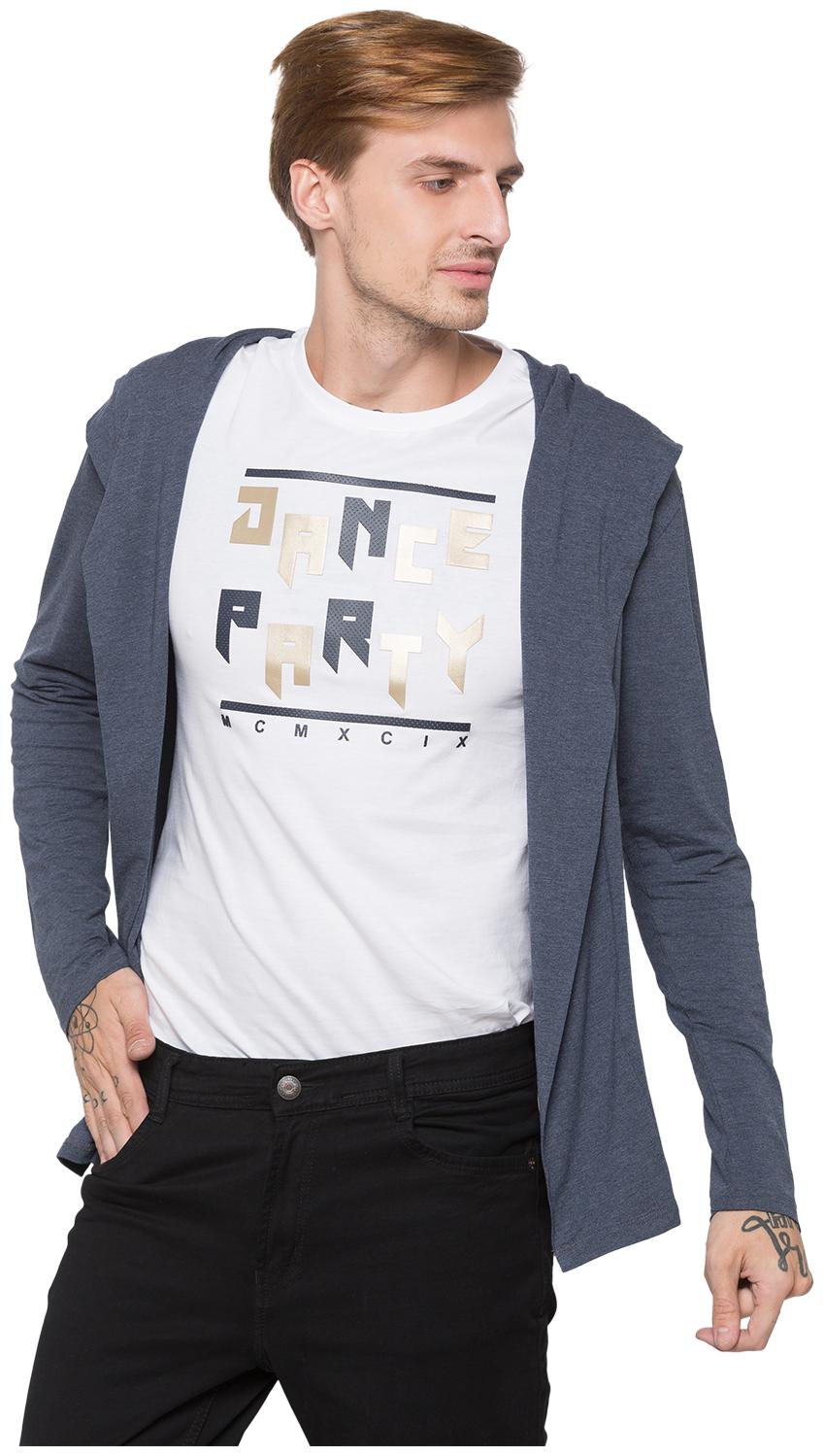 

Globus Men Cotton Solid Blue Cardigan