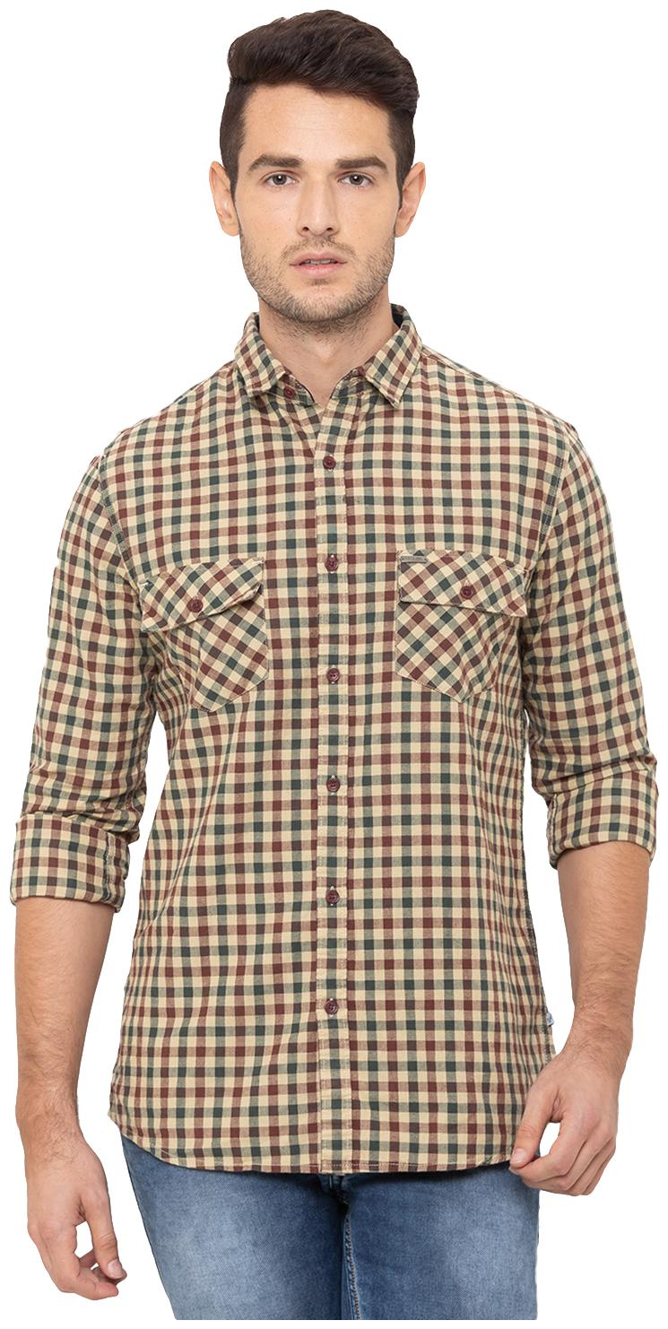 

Globus Men Brown Checked Regular Fit Casual Shirt