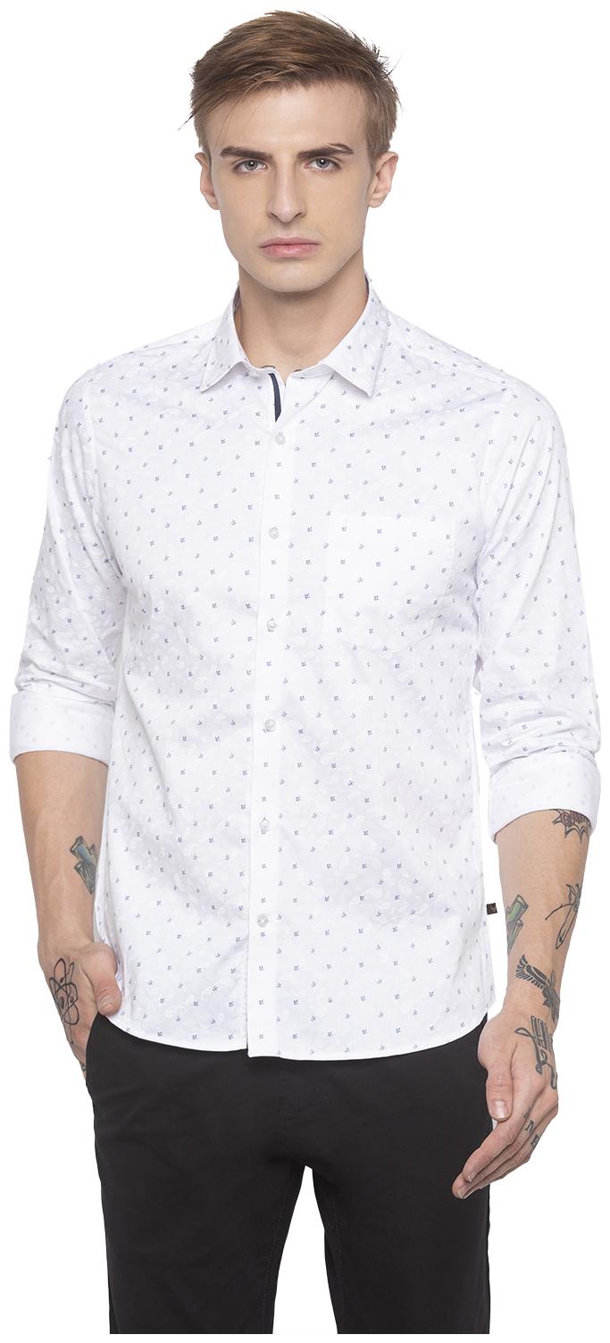 

Globus Men White Polka Dots Regular Fit Casual Shirt