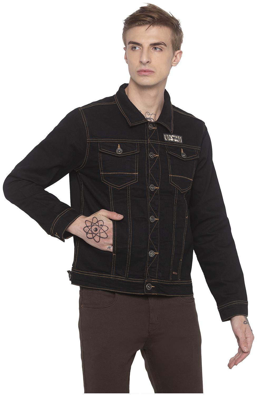 

Globus Men Cotton Black Denim Jacket
