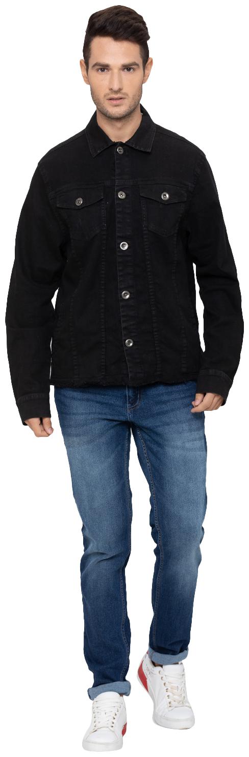 

Globus Men Black Solid Denim jacket
