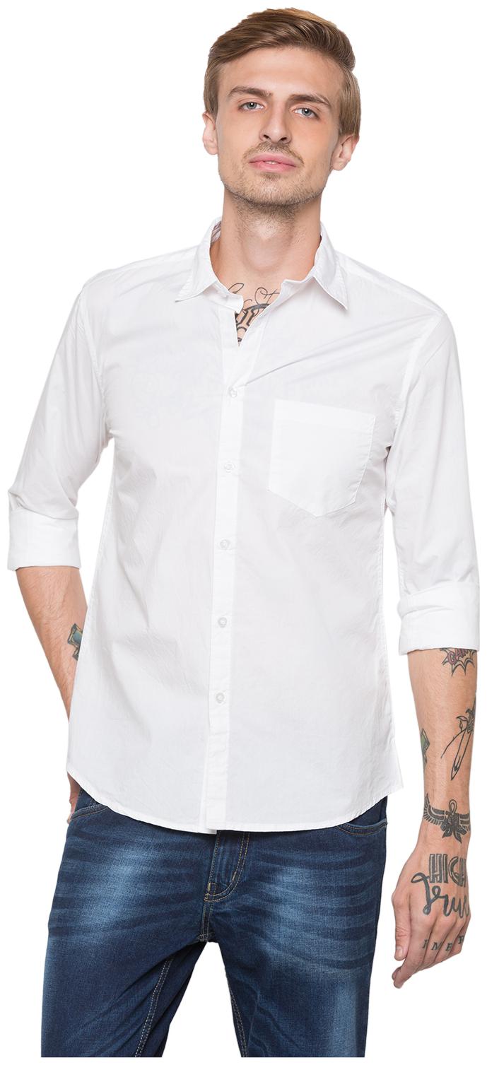

Globus Men White Solid Regular Fit Casual Shirt