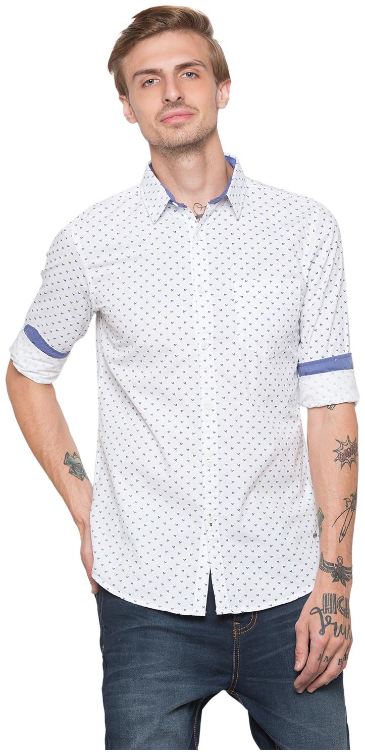 

Globus Men White Printed Regular Fit Casual Shirt
