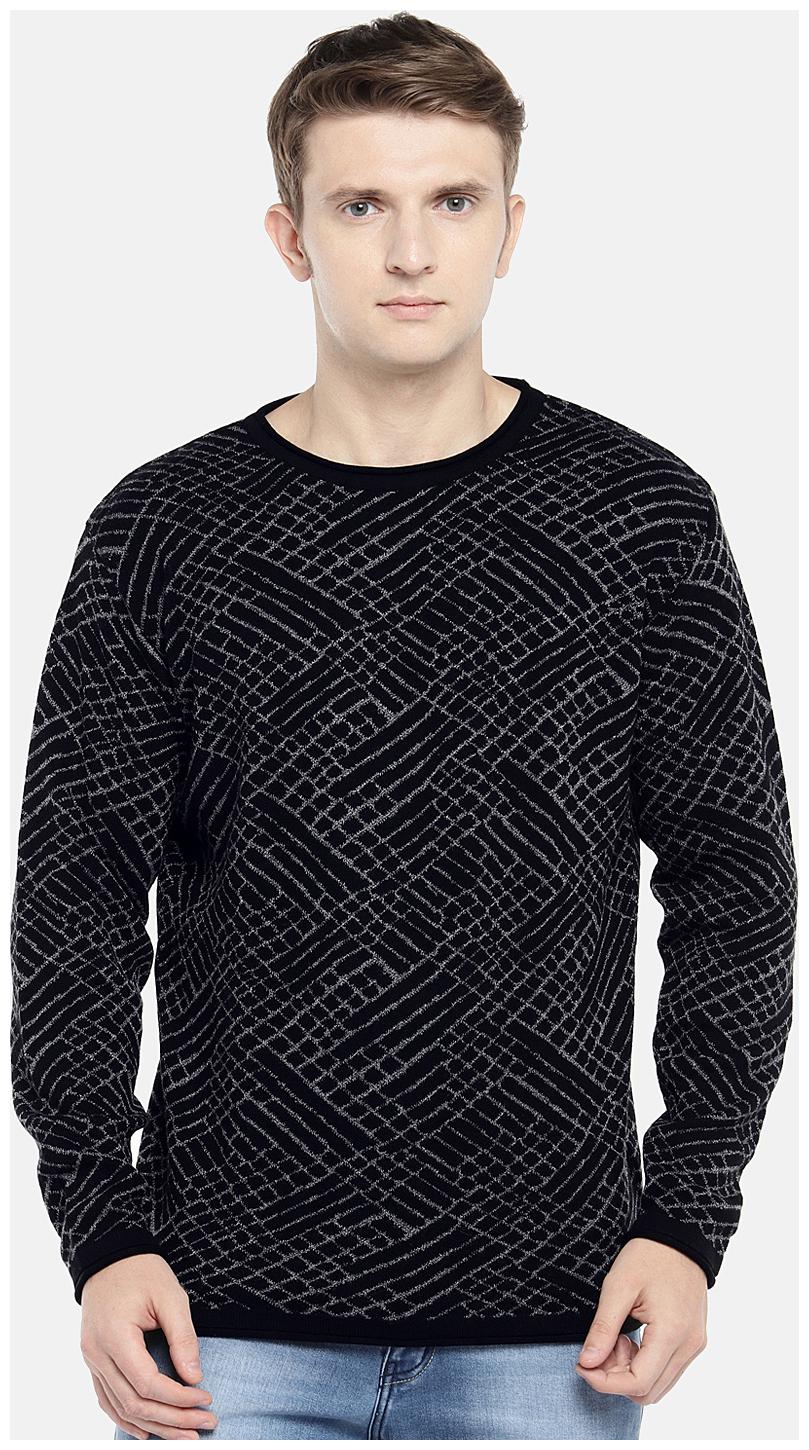 

Globus Men Cotton Striped Black Sweater
