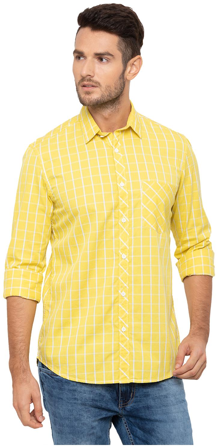 

Globus Men Yellow Checked Regular Fit Casual Shirt