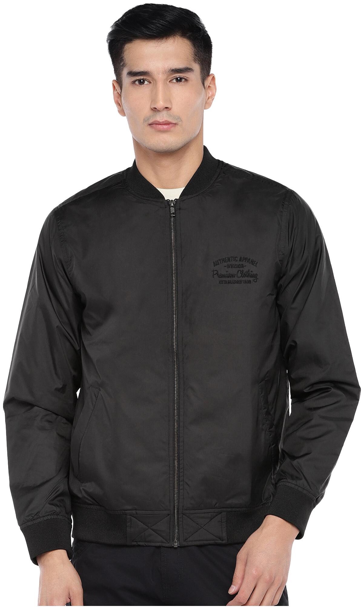 

Globus Men Black Solid Bomber jacket