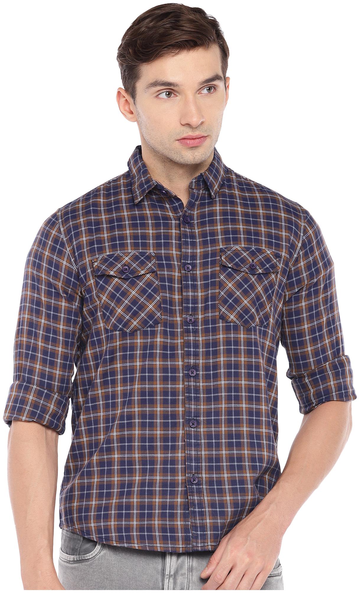 

Globus Men Blue Checked Regular Fit Casual Shirt