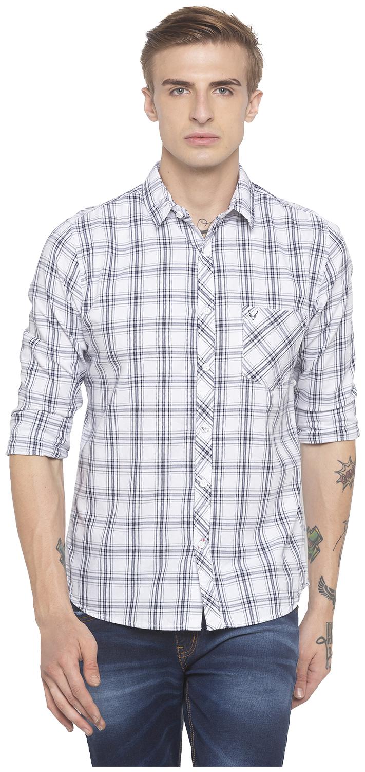 

Globus Men White Checked Regular Fit Casual Shirt