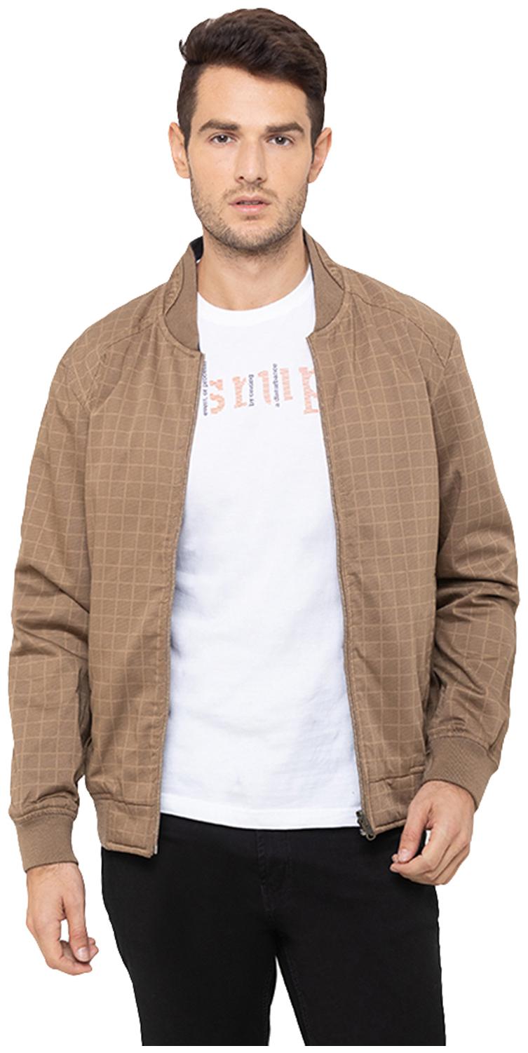 

Globus Men Brown Checked Bomber jacket