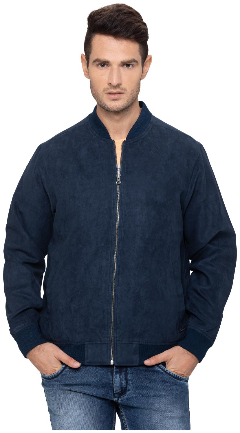 

Globus Men Navy blue Solid Bomber jacket