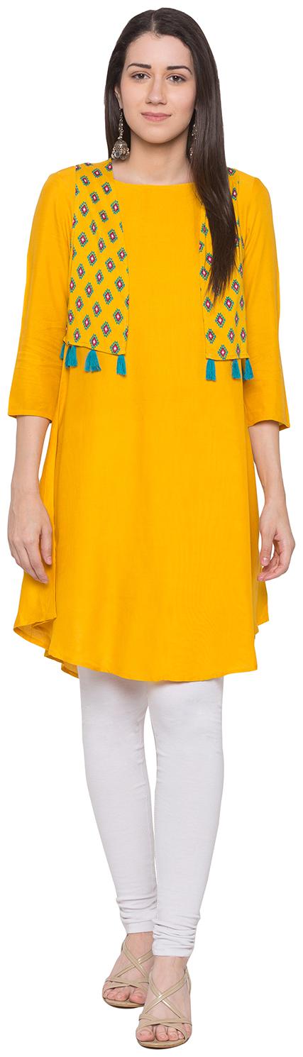 

Globus Mustard Printed Kurta