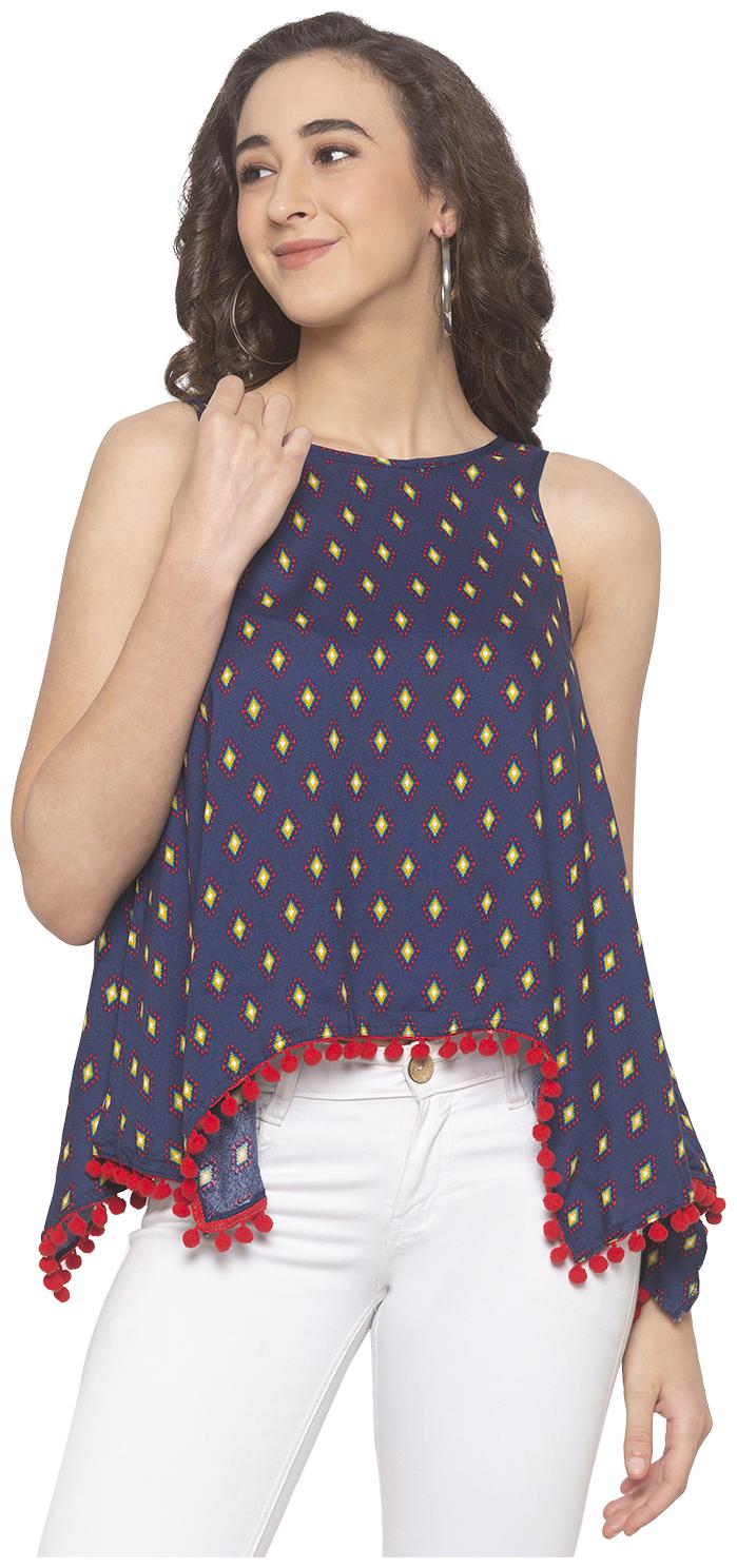 

Globus Navy Blue Printed Top