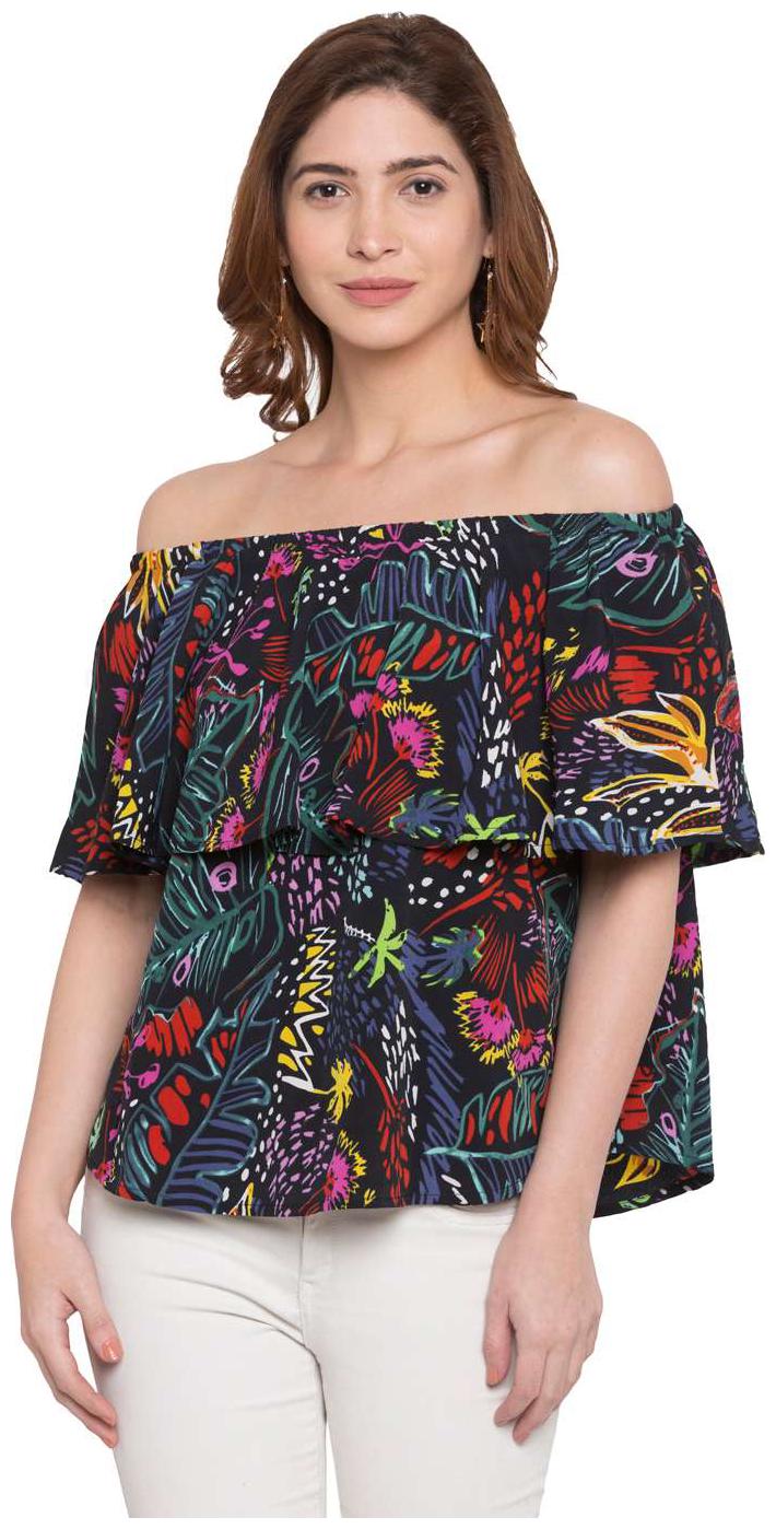

Globus Women Printed Regular top - Black