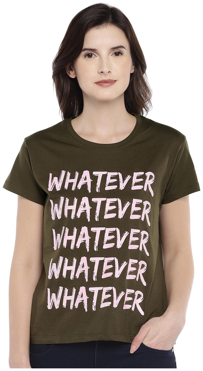 

Globus Women Green Regular fit Round neck Cotton T shirt