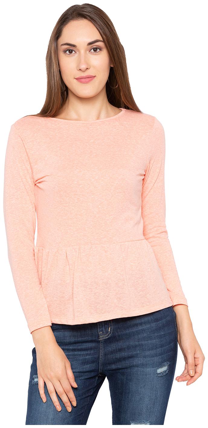 

Globus Peach Peplum Long Sleeve Top