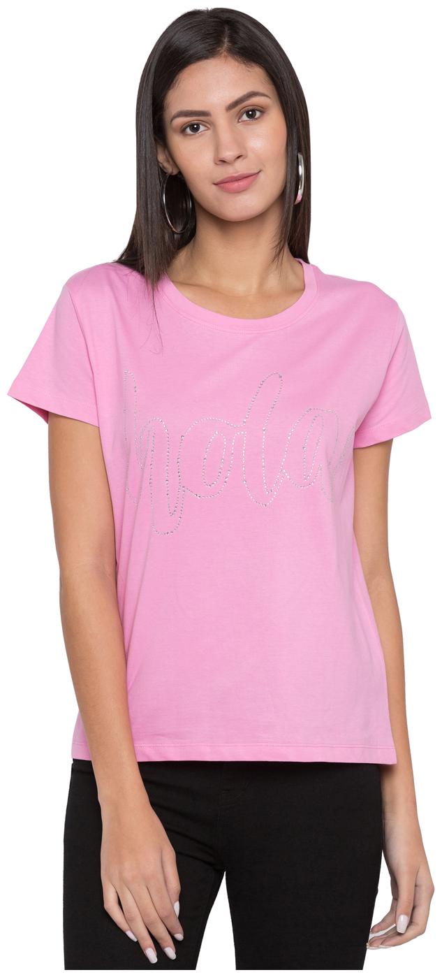 

Globus Women Pink Regular fit Round neck Cotton T shirt