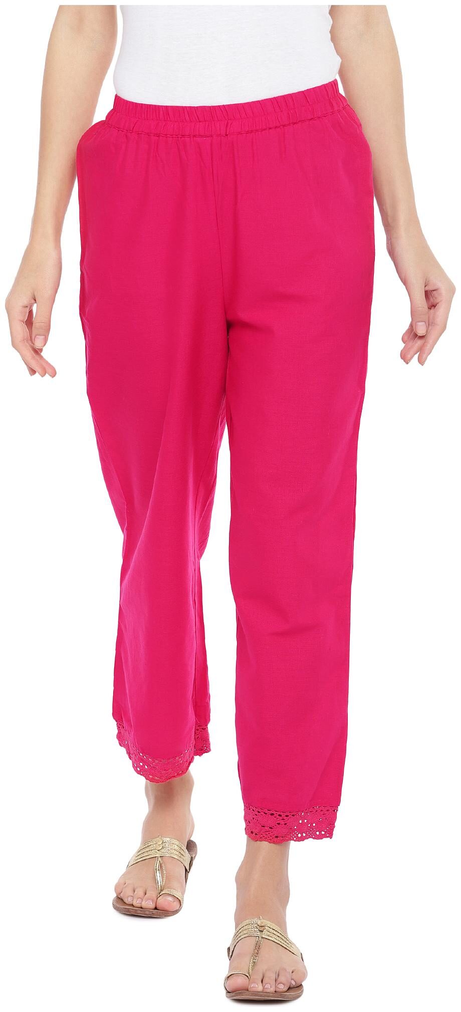 

Globus Pink Slim Fit Solid Cropped Regular Trousers