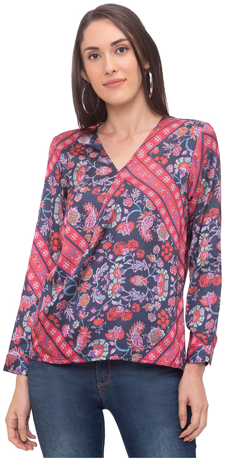 

Globus Polyester Floral Navy Blue Color Regular Top For Women