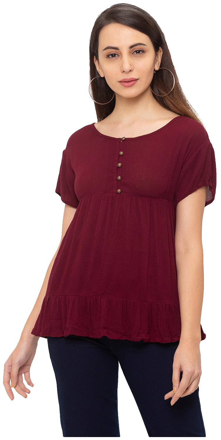 

Globus Women Solid Regular top - Maroon