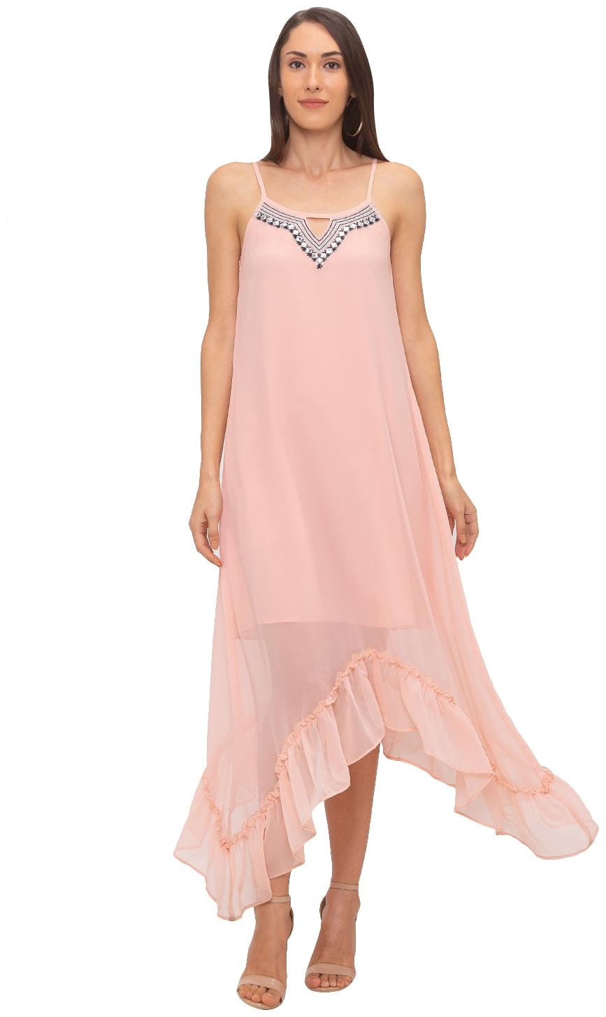 

Globus Peach Solid Maxi dress