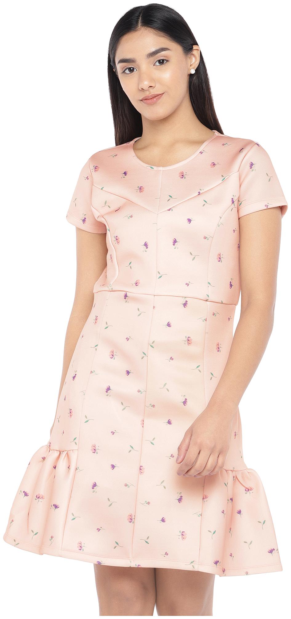 

Globus Polyester Printed Peach Color A Line Dress For Women