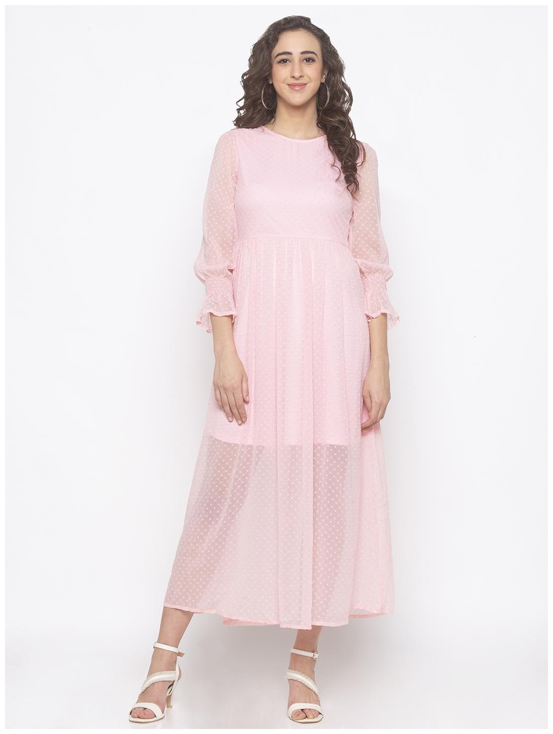 

Globus Pink Self design Maxi dress