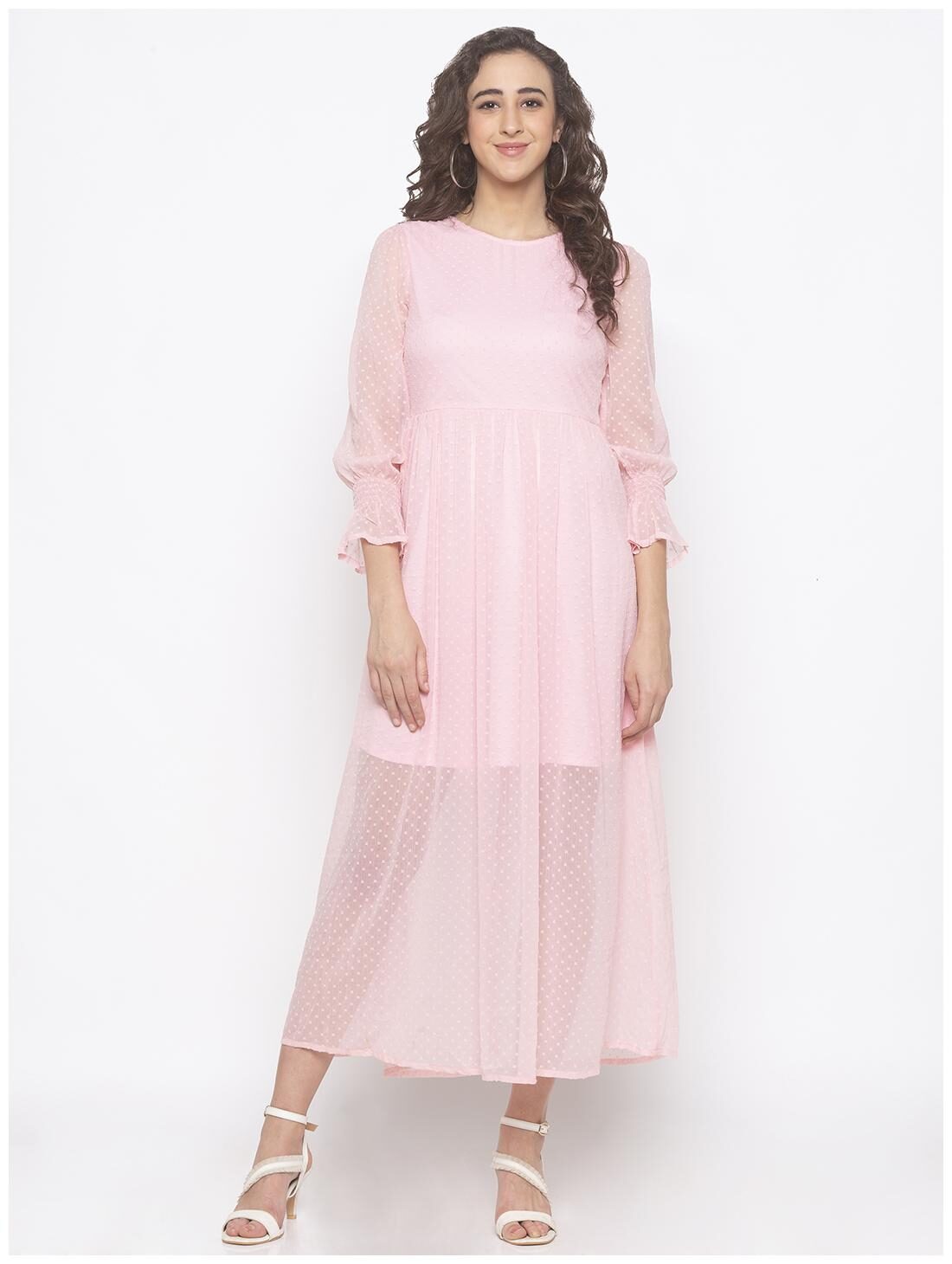 

Globus Pink Self design Maxi dress