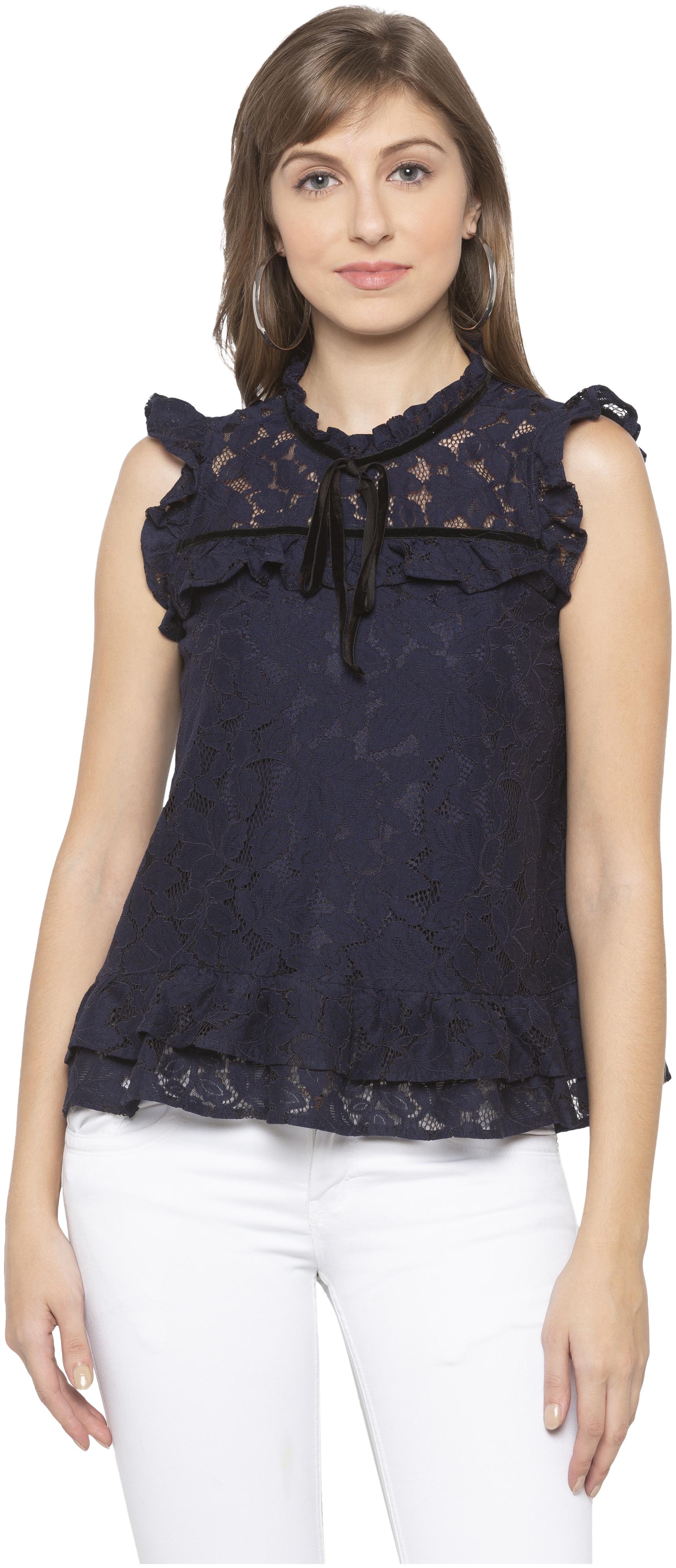 

Globus Women Self design Regular top - Blue