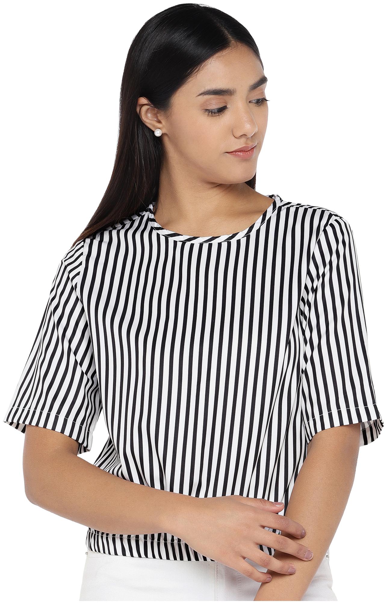 

Globus Women Striped Regular top - Black