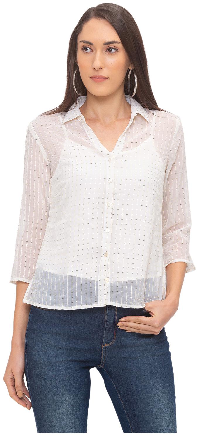 

Globus Women Cream Embroidered Regular Fit Shirt