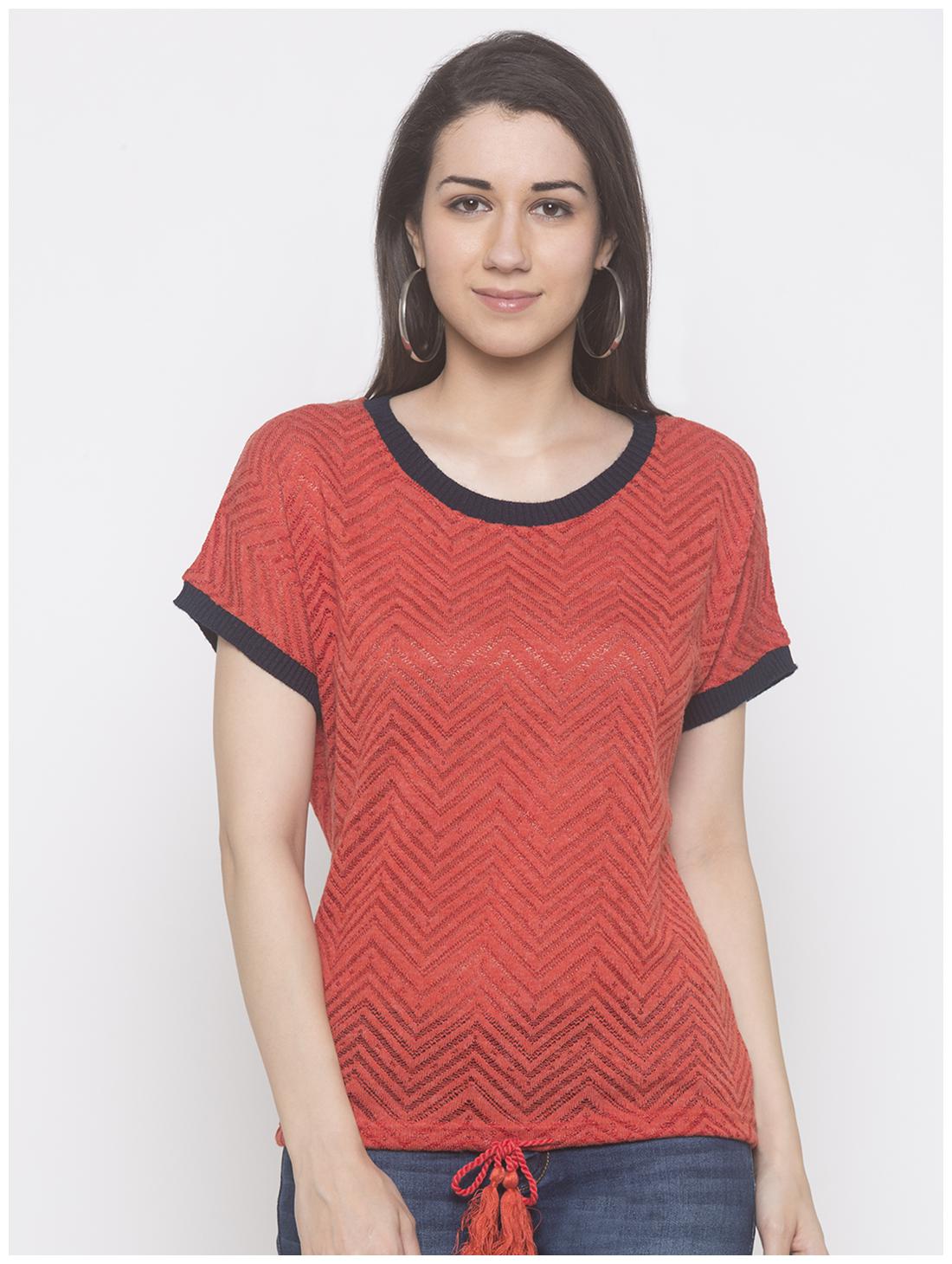 

Globus Women Self design Regular top - Red