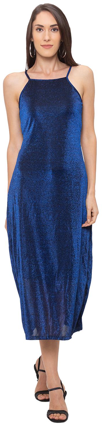 

Globus Polyester Solid Navy Blue Color Sheath Dress For Women
