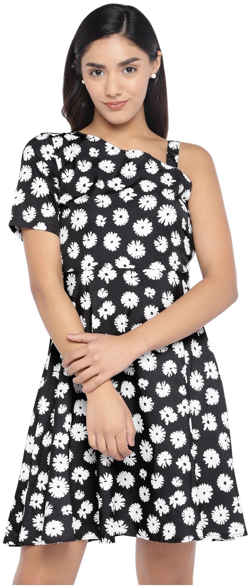 

Globus Polyester Printed Black Color A Line Dress For Women
