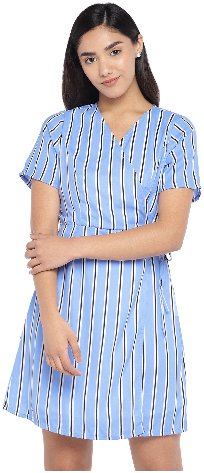 

Globus Blue Striped Wrap dress