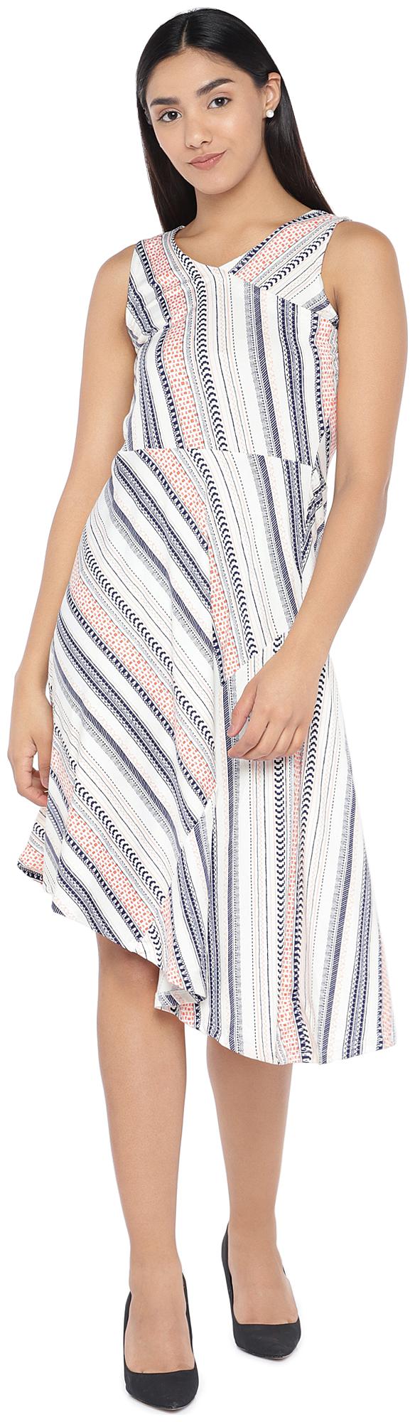 

Globus Polyester Printed Blue Color A Line Dress For Women