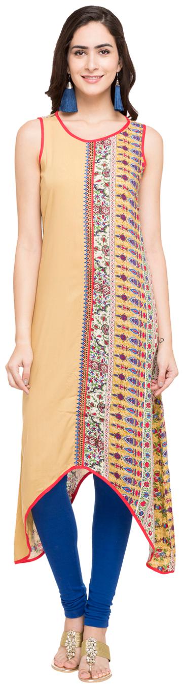 

Globus Women Beige Printed Assymetrical Kurta