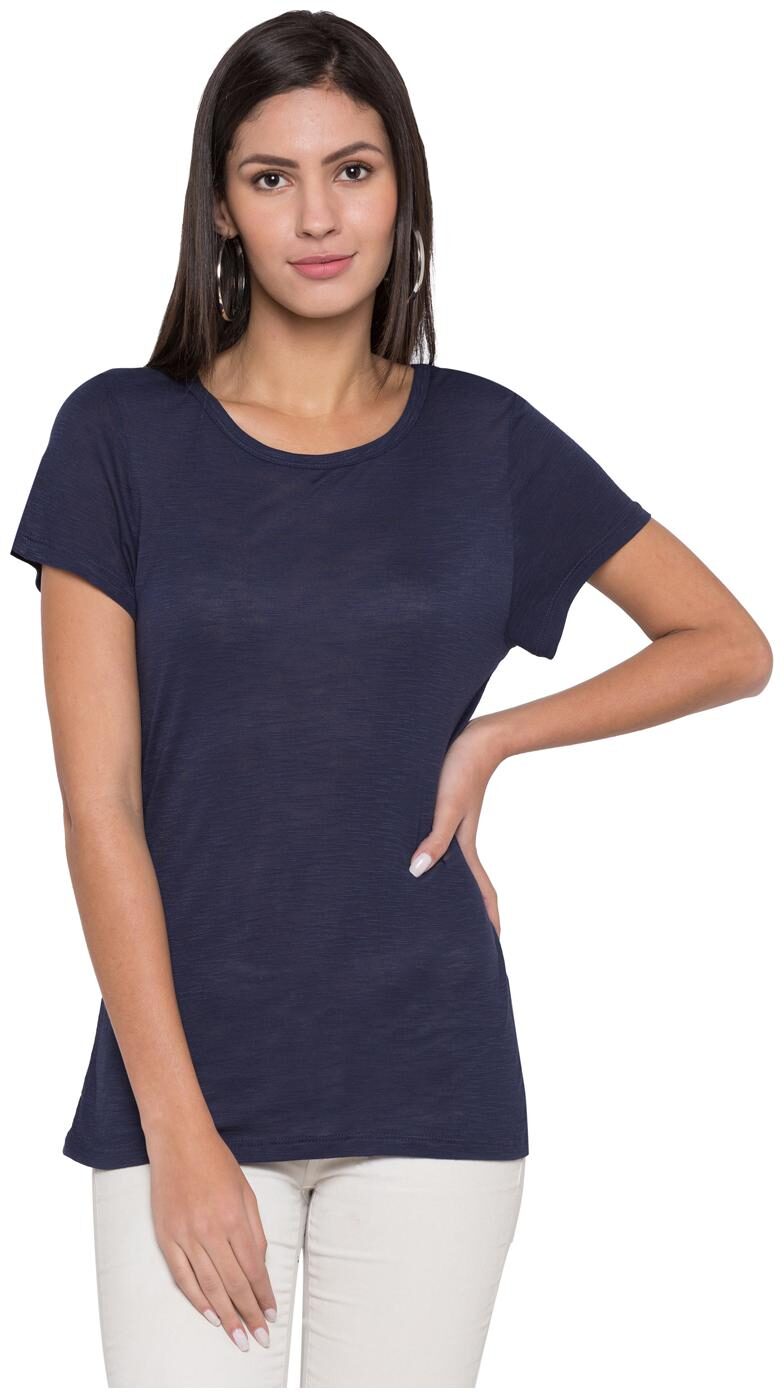 

Globus Women Blue Regular fit Round neck Viscose rayon T shirt