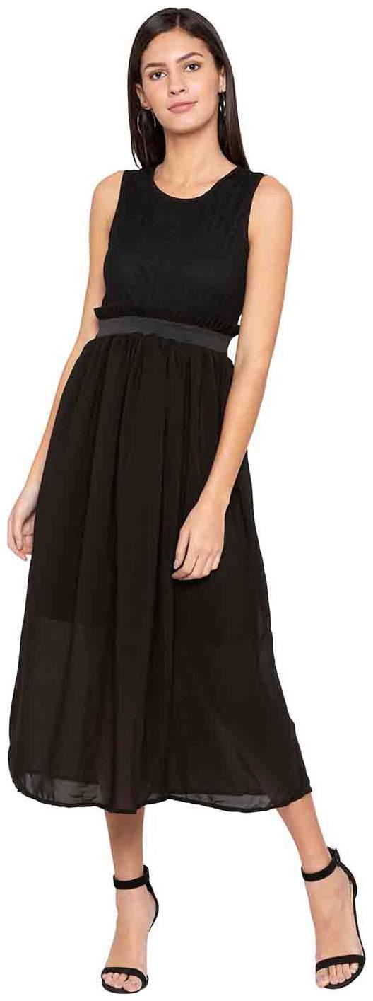 

Globus Black Self design Fit flare dress